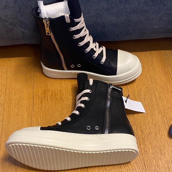 Rick Owens Black Calf Leather high top sneakers size EU 39/US 8.5 women’s - Picture 2 of 8